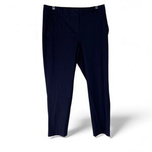 Talbots Pants Women’s Navy Blue Ruffle Pocket Ankle Straight Leg Career Work 10